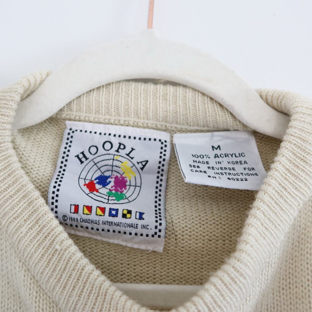 Vintage Hoopla Eagle Bird Cream Crewneck Sweater Medium - Picture 2 of 5